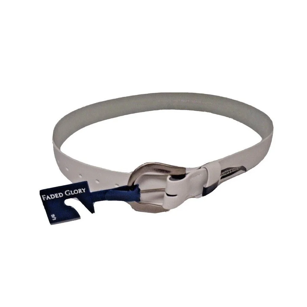 New 10 White Leather Belts by Faded Glory Women's Size Small/Medium NWT